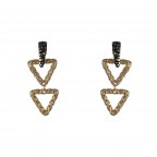 CRYSTAL HEMATITE DROP EARRINGS - TEXTURED TRIANGLE