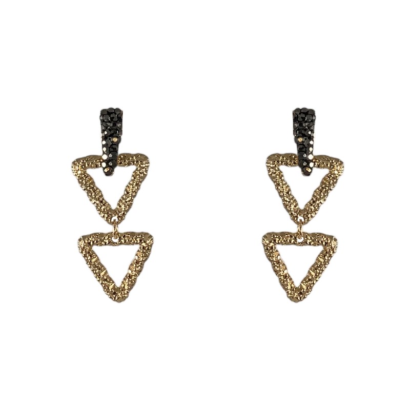 CRYSTAL HEMATITE DROP EARRINGS - TEXTURED TRIANGLE