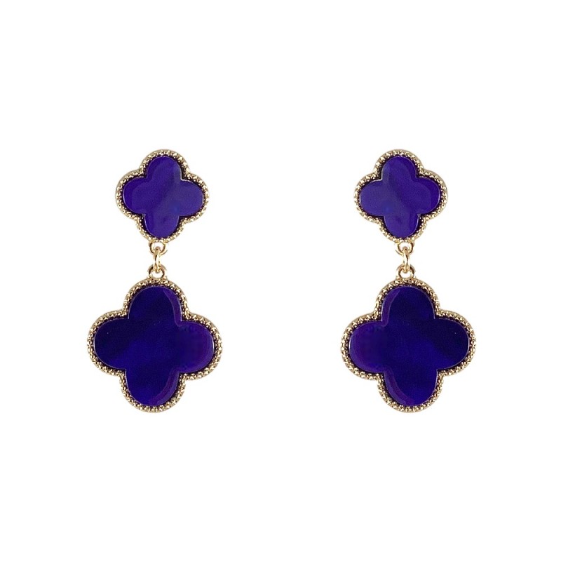 CLOVER DROP EARRINGS - NAVY 