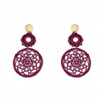 STATEMENT FABRIC WOVEN DROP EARRINGS - FUCHSIA 
