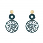 STATEMENT FABRIC WOVEN DROP EARRINGS - TEAL