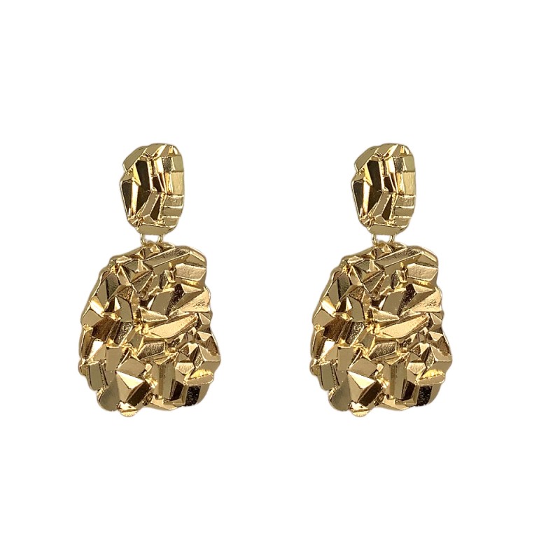 GOLD DROP EARRINGS - TEXTURED 