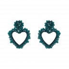 CRYSTAL STATEMENT HEART HOOP EARRINGS - TEAL