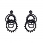 STATEMENT FABRIC CRYSTAL QUAD HOOP EARRINGS - BLACK