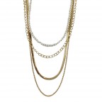 LAYERED LINK PEARL NECKLACE 