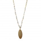 CRYSTAL TEXTURED PENDANT NECKLACE - WHITE