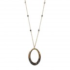 HEMATITE PENDANT NECKLACE - GOLD HALF