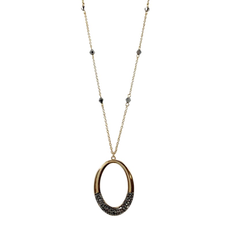 HEMATITE PENDANT NECKLACE - GOLD HALF