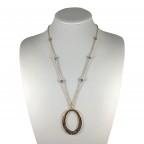 HEMATITE PENDANT NECKLACE - GOLD HALF