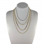 LAYERED LINK PEARL NECKLACE 