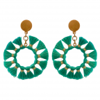 SILK FRINGE HOOP EARRINGS - TURQUOISE