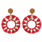 SILK FRINGE HOOP EARRINGS - FUCHSIA