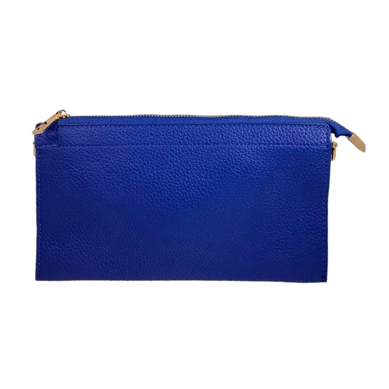 TEXTURED VEGAN LEATHER CLUTCH/CROSSBODY - ROYAL BLUE