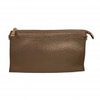 TEXTURED VEGAN LEATHER CLUTCH/CROSSBODY - BRONZE