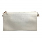 TEXTURED VEGAN LEATHER CLUTCH/CROSSBODY - WHITE