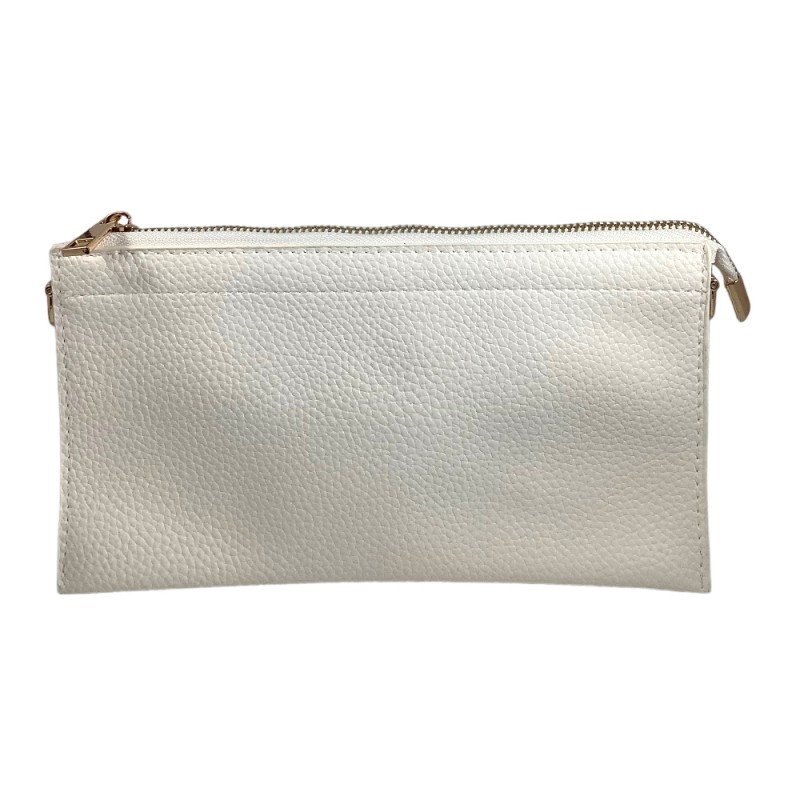 TEXTURED VEGAN LEATHER CLUTCH/CROSSBODY - WHITE
