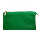 TEXTURED VEGAN LEATHER CLUTCH/CROSSBODY - KELLY GREEN