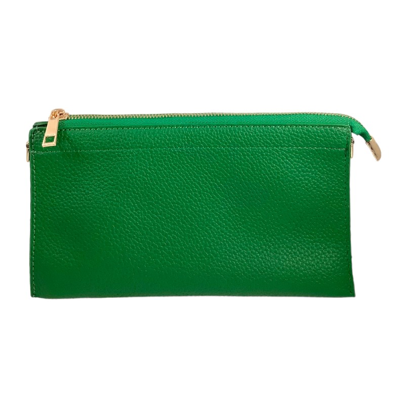 TEXTURED VEGAN LEATHER CLUTCH/CROSSBODY - KELLY GREEN