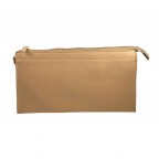 TEXTURED VEGAN LEATHER CLUTCH/CROSSBODY - LIGHT BEIGE
