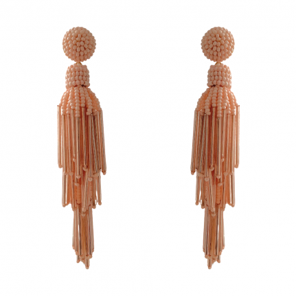 SEED BEAD FOUNTAIN DROP EARRINGS - LIGHT PINK