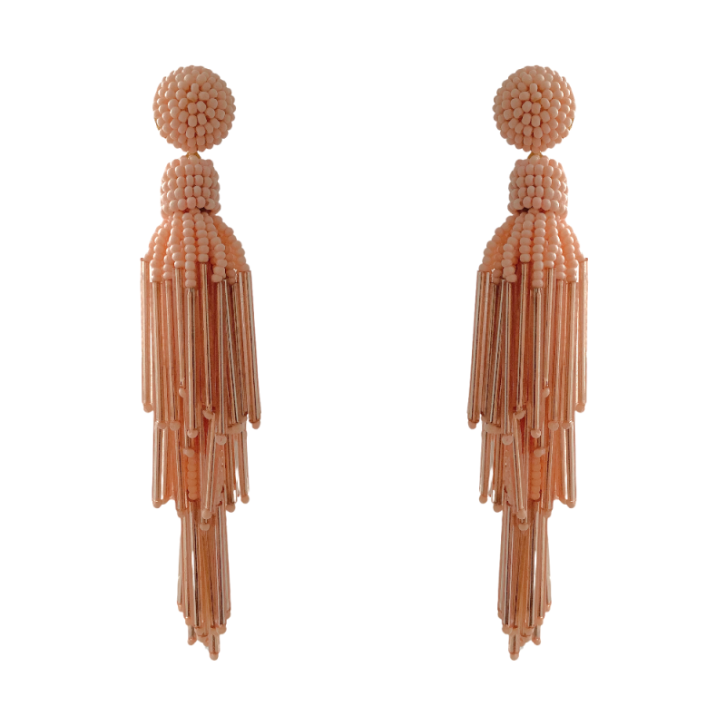 SEED BEAD FOUNTAIN DROP EARRINGS - LIGHT PINK