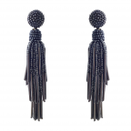 SEED BEAD FOUNTAIN DROP EARRINGS - HEMATITE