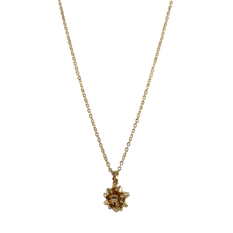 PENDANT NECKLACE - CHRISTMAS BOW GOLD 