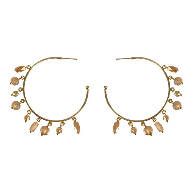 CRYSTAL HOOP EARRINGS - PEACH