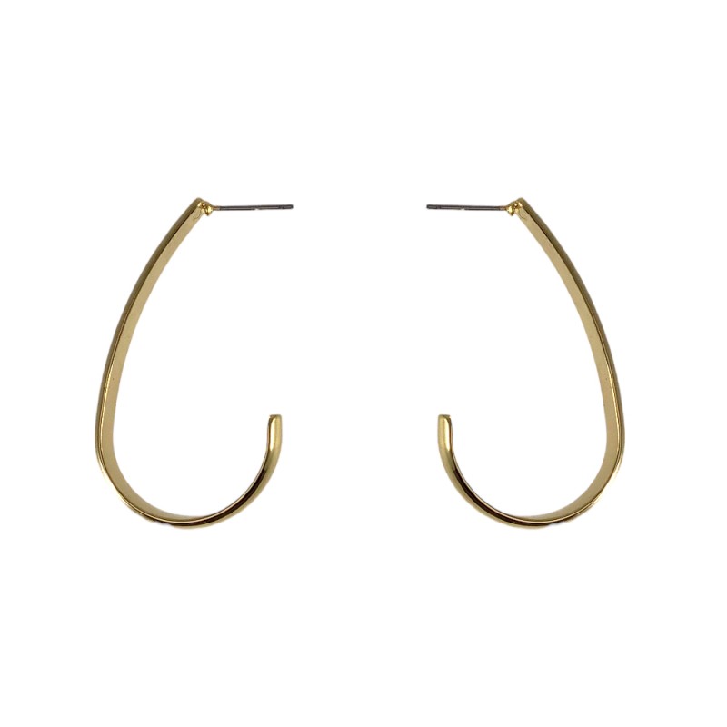 GOLD DIPPED DROP HOOP EARRINGS - OPEN ROUND