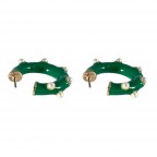 ENAMEL PEARL HOOP EARRINGS - GREEN
