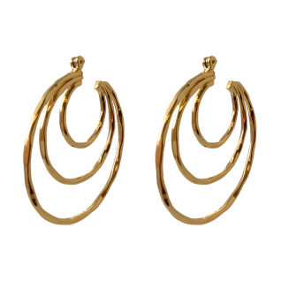 HOOP EARRINGS - TRIPLE HAMMERED HOOPS - GOLD