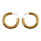  HOOP EARRINGS - ROUNDED GOLD DIPPED - MEDIUM 