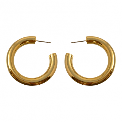  HOOP EARRINGS - ROUNDED GOLD DIPPED - MEDIUM 