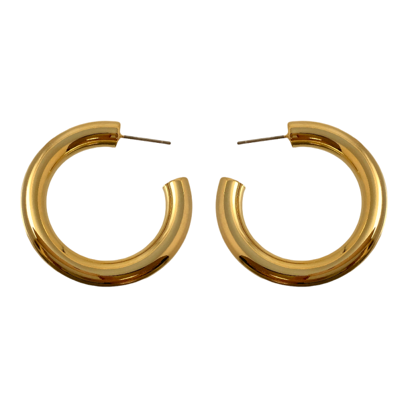  HOOP EARRINGS - ROUNDED GOLD DIPPED - MEDIUM 