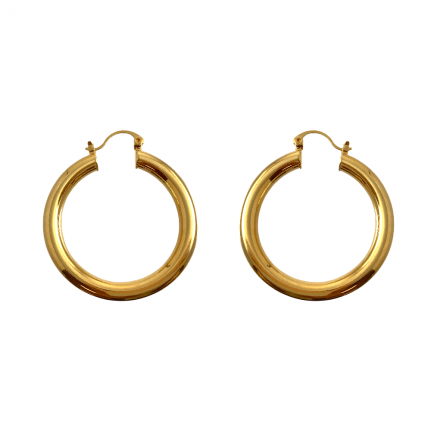 GOLD DIPPED ROUNDED - 35MM HOOP EARRINGS - 