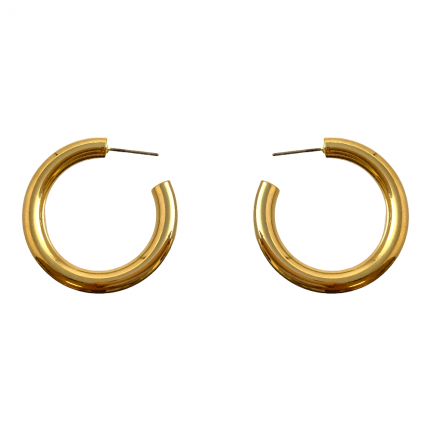 35 MM HOOP EARRINGS - GOLD DIPPED ROUNDED 
