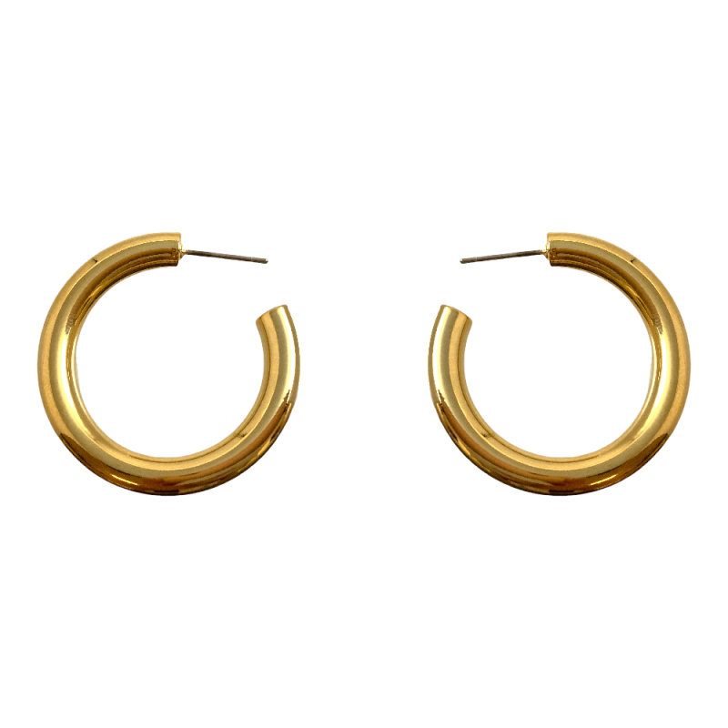 35 MM HOOP EARRINGS - GOLD DIPPED ROUNDED 