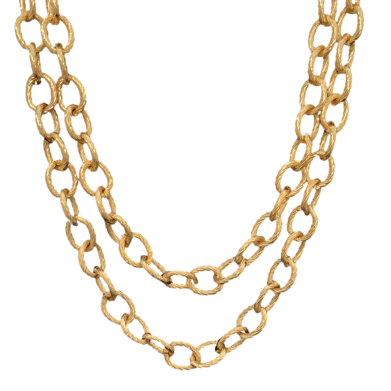LAYERED LINK TEXTURED NECKLACE - GOLD 