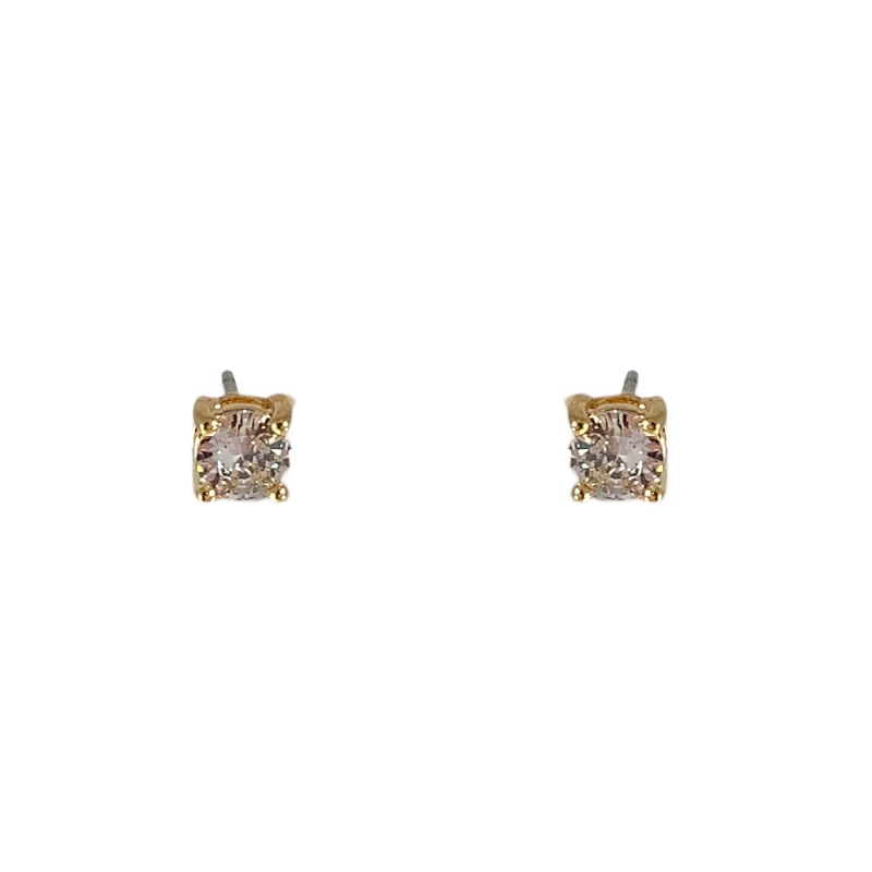 CUBIC ZIRCONIA ROUND STUDS - GOLD 4MM
