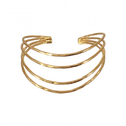 GOLD BRACELET CUFF - STACKED HAMMERED