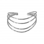 SILVER BRACELET CUFF - STACKED HAMMERED