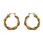 RETRO TWISTED HOOP EARRINGS - GOLD