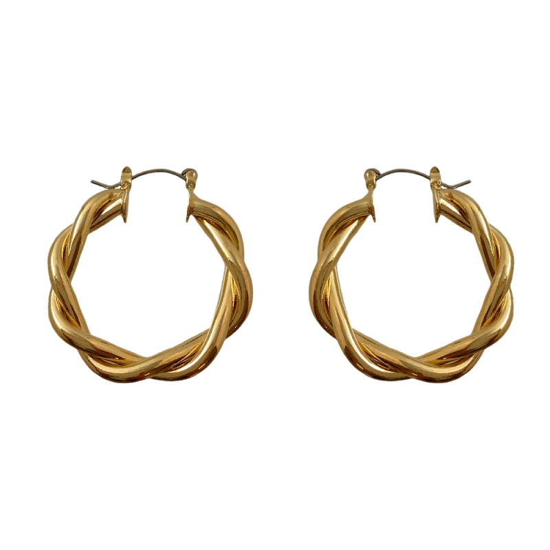 RETRO TWISTED HOOP EARRINGS - GOLD