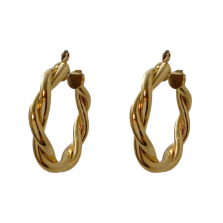 RETRO TWISTED HOOP EARRINGS - GOLD