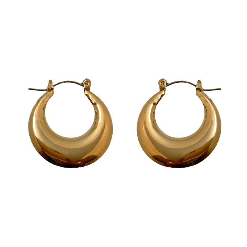 RETRO SHINY MINI HOOP EARRINGS - GOLD