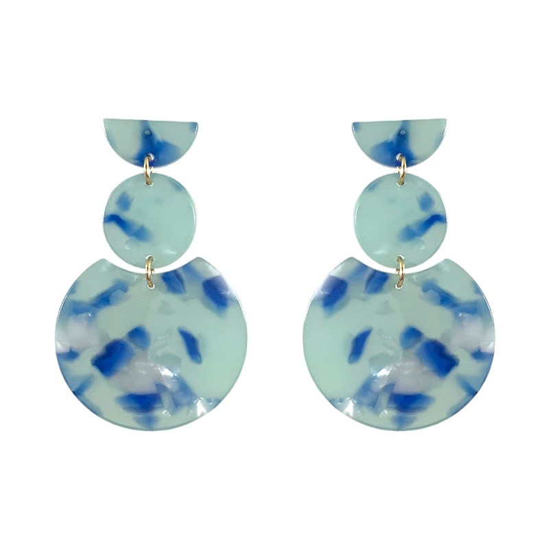 RESIN TIERED EARRINGS - BLUE MINT