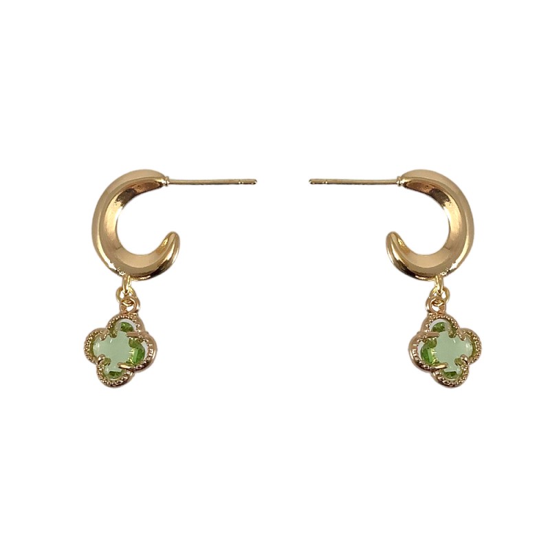 STONE CLOVER MINI HOOP - LIGHT GREEN