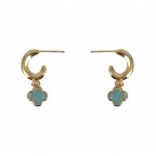 STONE CLOVER MINI HOOP - LIGHT BLUE 