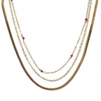 SNAKE LINK CRYSTAL LAYERED NECKLACE - MAGENTA