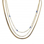 SNAKE LINK CRYSTAL LAYERED NECKLACE - NAVY 